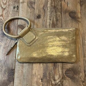 HOBO International Sable Metallic Brushed Gold Leather Clutch